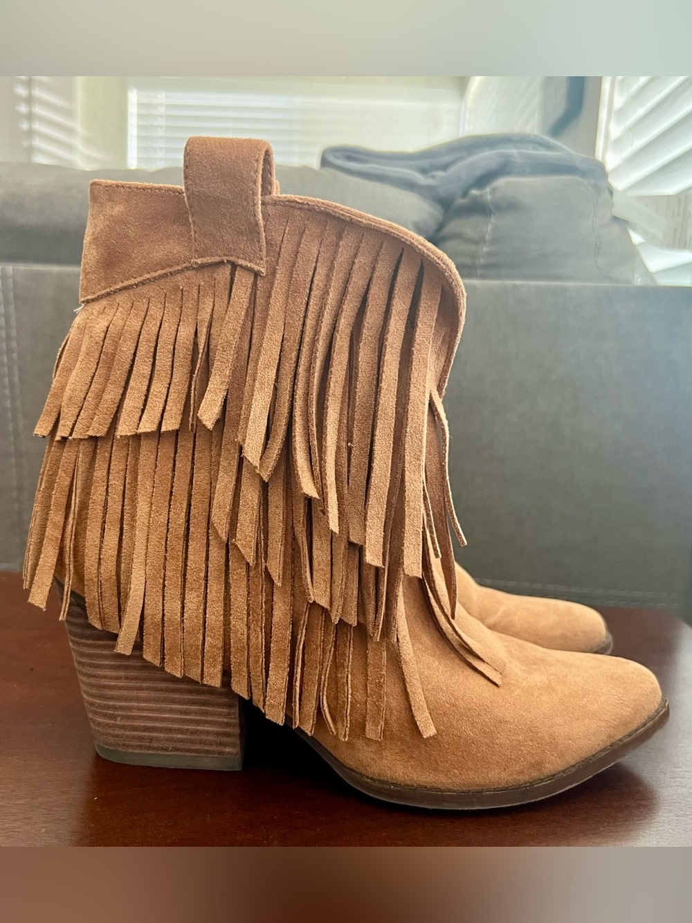 Coconuts by Matisse Tan Suede Fringe Ankle Boots